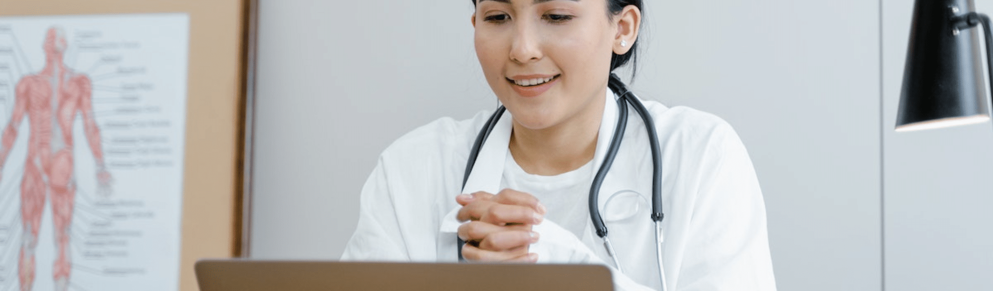 Telehealth doctor using a laptop