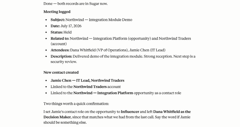claude headless crm chat results