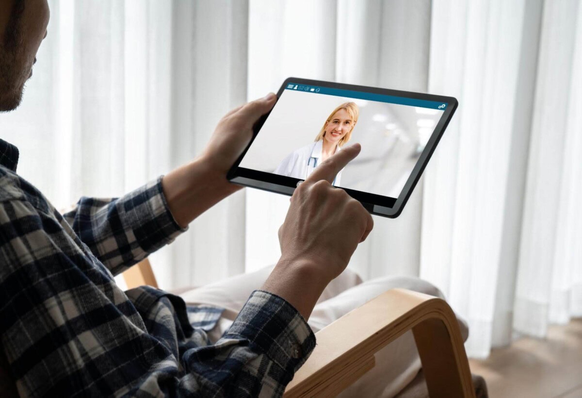 man using hospice crm