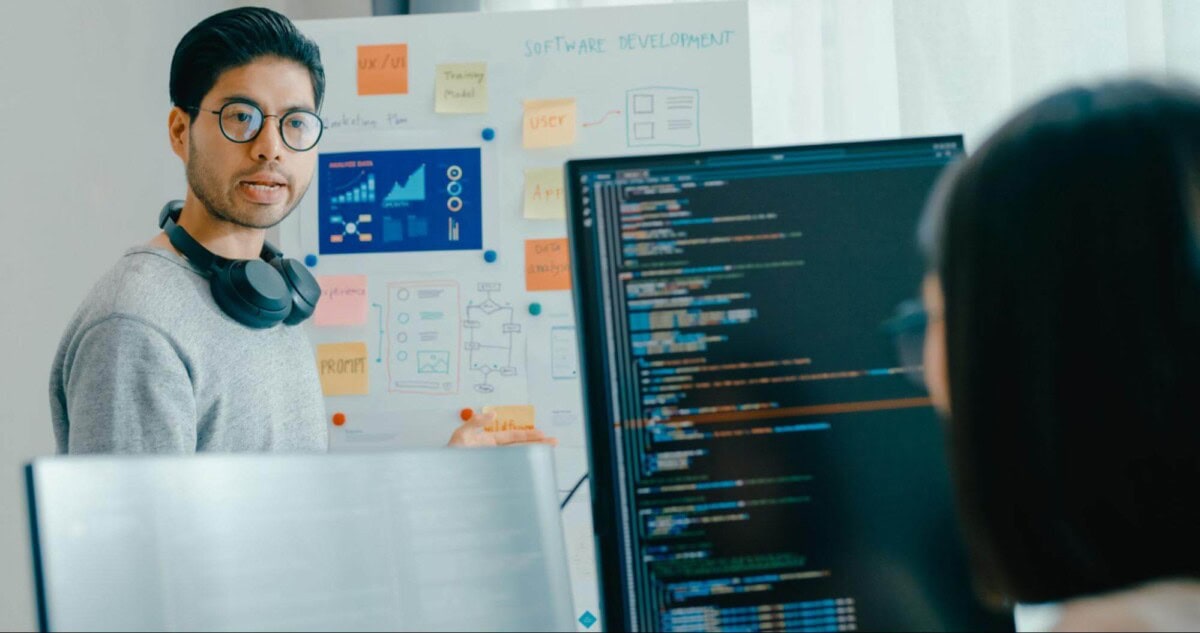 team discussing the use of ai voice agents