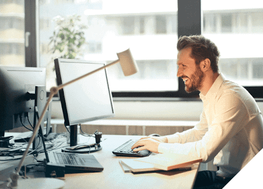 man reading about zoom managed solutions